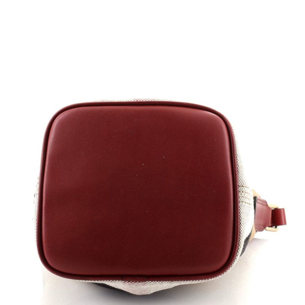 Burberry Tan Canvas Bucket Bag with Red and Black Accents - Picture 5 of 8